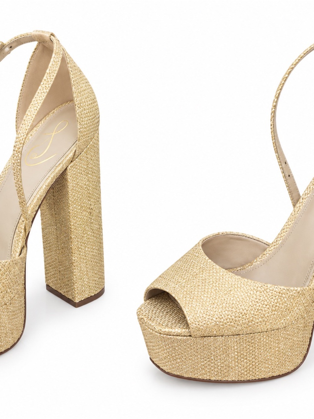 Gold Platform Peep-Toe High Heels